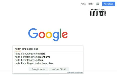 Suche bei Google nach Hartz 4 Empfänger sind