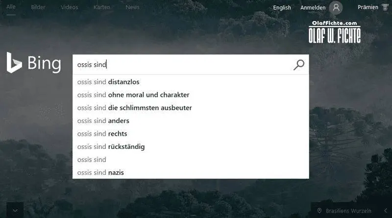 Suche bei Bing nach Ossis sind